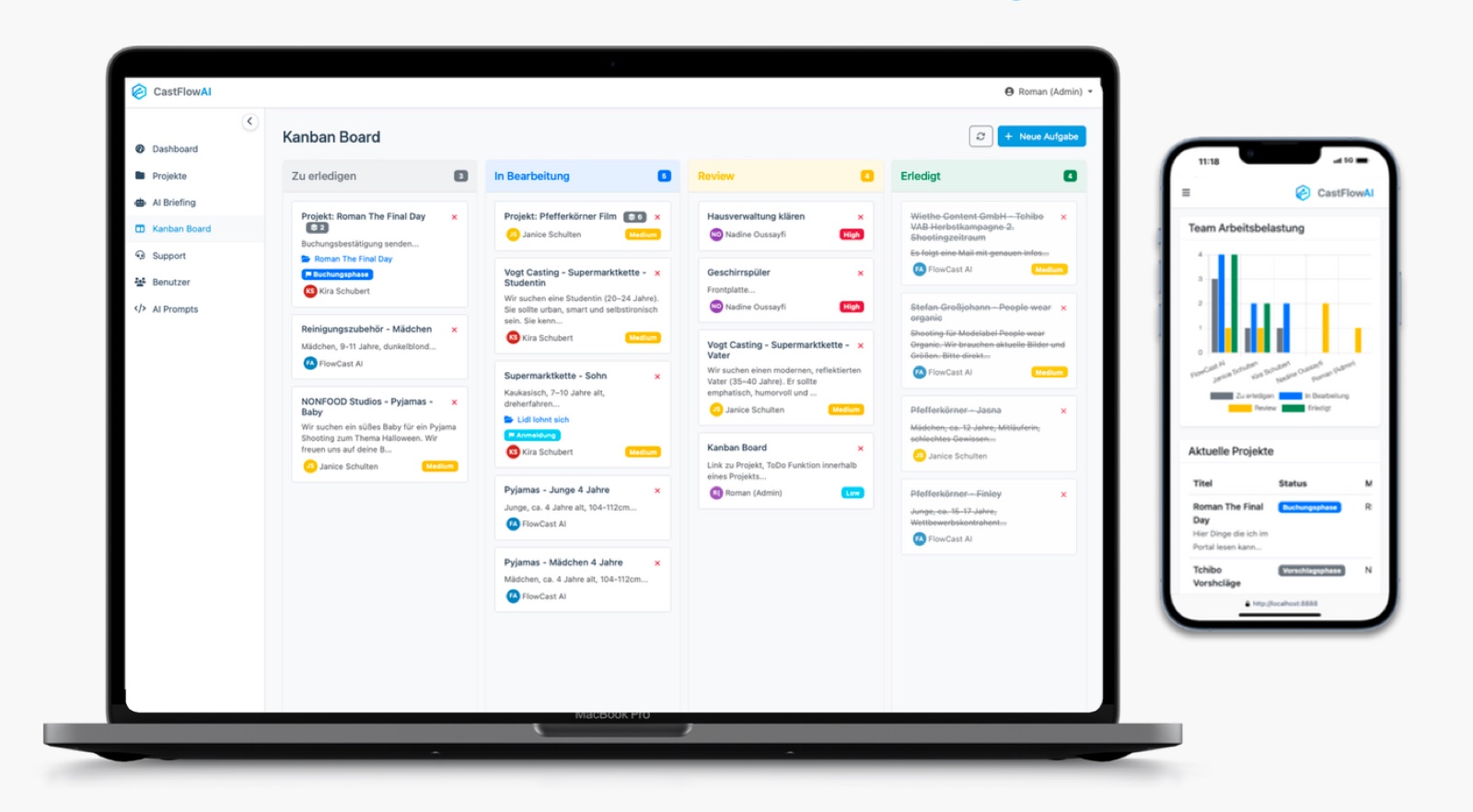 castFlow AI — Kanban-Board