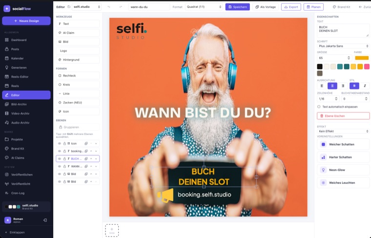 Post-Editor mit Live-Vorschau